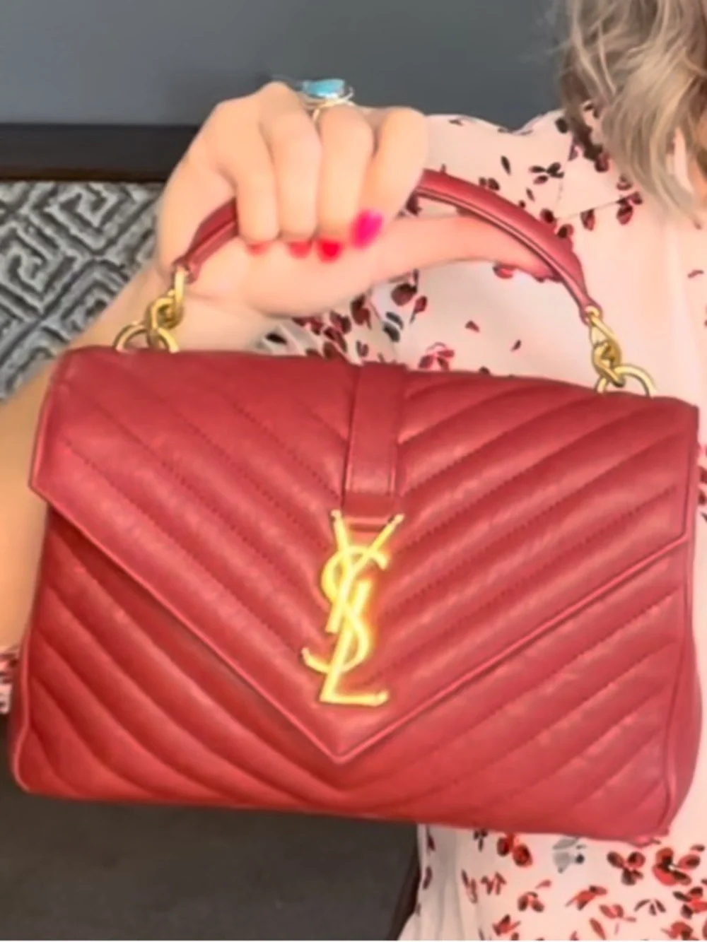 Saint Laurent Medium College Burgundy Bag